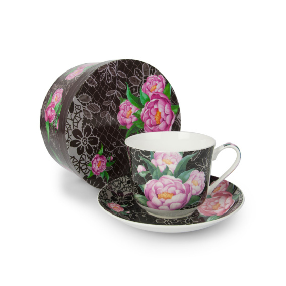 Zestaw Filiżanka Jumbo Ze Spodkiem Do Herbaty Peonia Kwiat Anlux Home Sklep Porcelana Herbata 0170